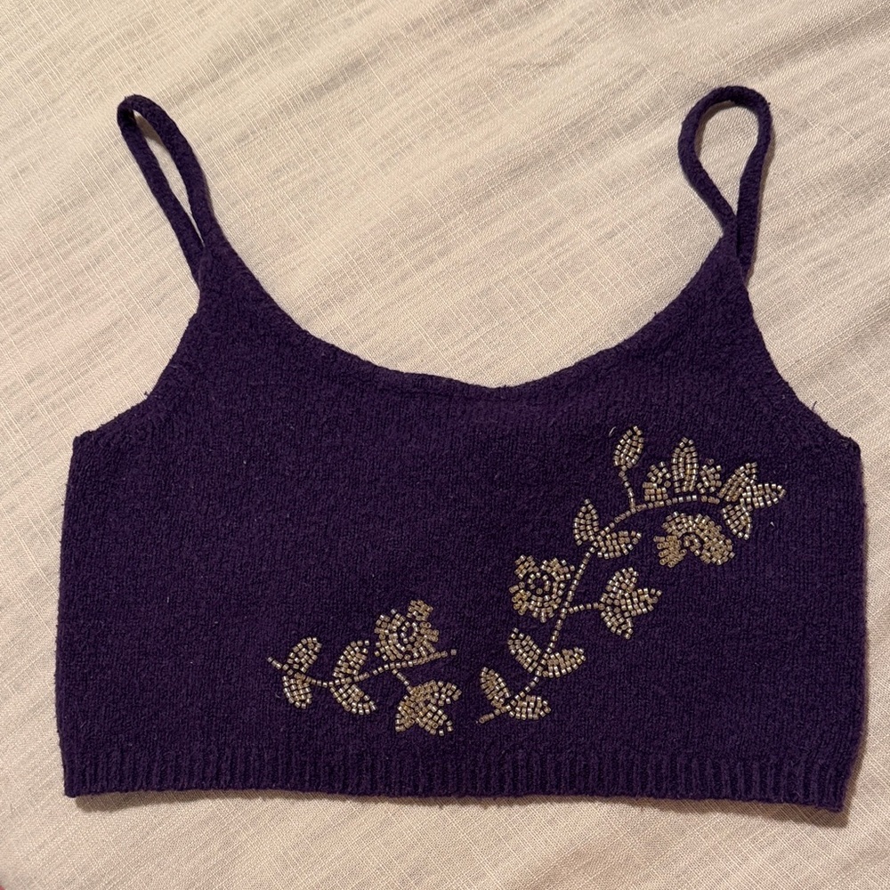 Zara Purple Camisole with Floral Design